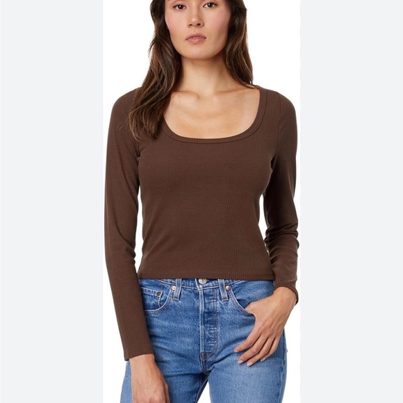 Madewell Chocolate Ribbed Long Sleeve Top - Picture 4 of 4